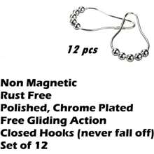 1 Set Of Shower Curtain Hooks, 12pcs Decorative Rustproof Stainless Steel Shower Curtain Rings, Matte Nickel Finish - Silver - View 6
