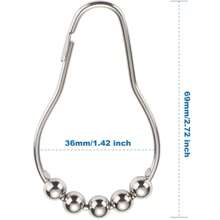 1 Set Of Shower Curtain Hooks, 12pcs Decorative Rustproof Stainless Steel Shower Curtain Rings, Matte Nickel Finish - Silver - View 2