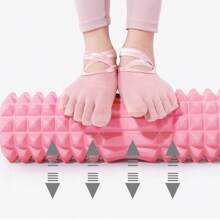 1个瑜伽轮，空心滚轴，新月形泡沫轴，肌肉放松按摩滚轴，腿部塑形美容工具，瑜伽泡沫轴，肌肉放松按摩棒，初学者普拉提空心滚轴，泡沫轴配件，空心瑜伽柱 - 粉色 - 查看 6