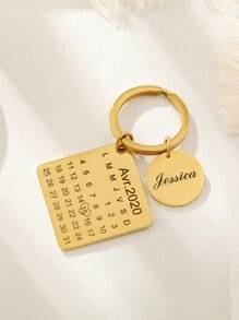 1 件个性化定制周年纪念钥匙扣镌刻名字钥匙扣带礼品盒，镌刻日期钥匙扣，适合男士、圣诞节礼物、母亲节礼物、女士礼物、情人节礼物 - 銀色 - 查看 2