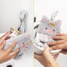 4pcs Hanging Cute Korean Pig Embroidered Coral Fleece Hand Towels, Absorbent Kitchen Cleaning Cloths - Multicolor - View 4