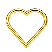 1pc Gold Plated Heart Daith Tragus Piercing Jewelry Stainless Steel Clicker Hoop Rook Cartilage Helix Earrings Nose Ring 16G Hypoallergenic Valentines,Mom,Mother,Mother's Day,Gift