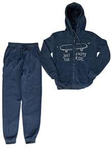 Set conjunto de pants y sudadera para niño, forrado y calientito, moderno alegre suave Bpants6003 - Azul Cadete - Ver 2