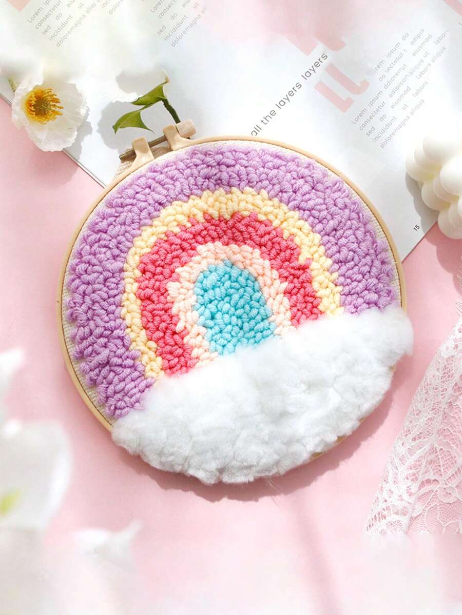 Punch Needle Embroidery Diy Material Kit For Handmade Embroidery, Decoration - Multicolor - View 1