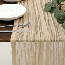 Balinese Gauze Crinkle Table Runner, European Style Linen Tablecloth Bohemian Style Table Runner For Wedding, Birthday, Party Decoration 180cm/70.87 Inch 300cm/118.11 Inch (1pc)