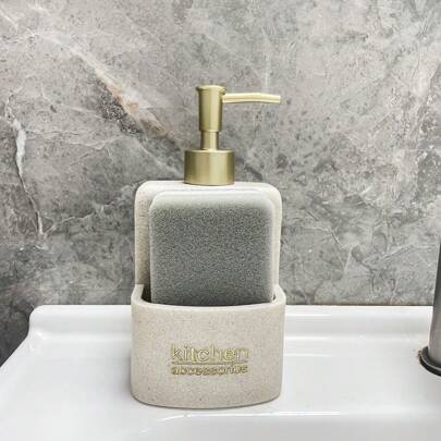 1pc350ml Soap Lotion Dispenser Kitchen Accessories With Sponge Holder