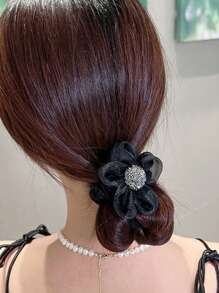 2个蕾丝网纱花朵发圈，返校季马尾辫头饰弹力发带 - 彩色 - 查看 3