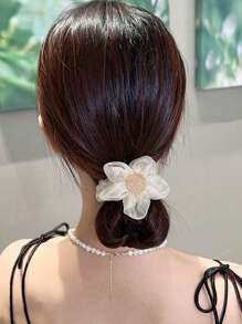 2个蕾丝网纱花朵发圈，返校季马尾辫头饰弹力发带 - 彩色 - 查看 2