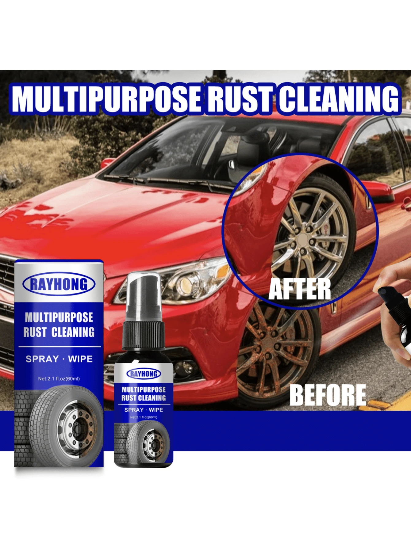 Rayhong Anti-Rust Lubricant For Cars, Metal Doors And Windows Cleaning, Rust Removal, Screw And Bolt Loosening And Rust Converter - Black - View 1