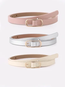 3入組女式休閒長方形扣帶,簡單裝飾設計 - 彩色 - 查看 1