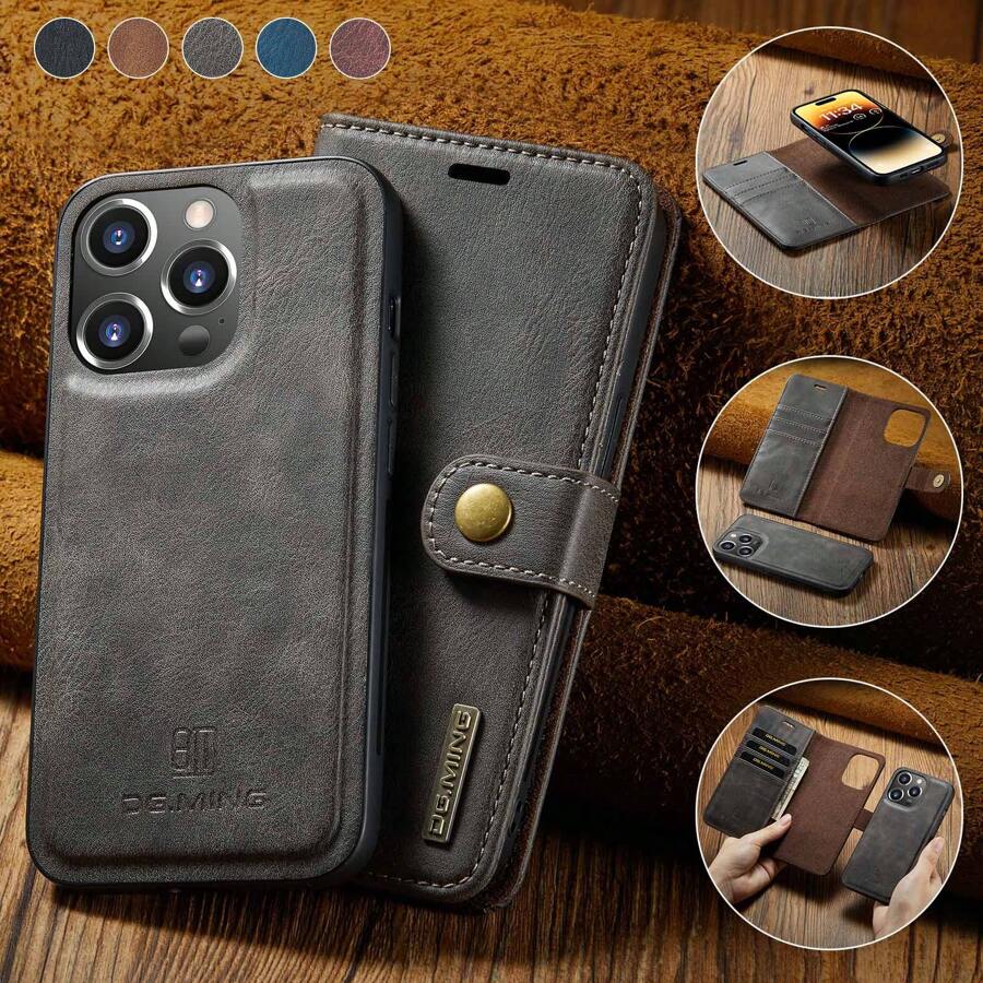 NEW Classic Business Style Faux Leather Wallet Phone Case Magnetic Flip Cover With Card Holder NEW 2 In1 PU Leather Wallet Magnetic Detachable Removable Phone Case Back Cover Compatible With Samsung Galaxy S24 Ultra/S23 Ultra/S22Ultra/S21Ultra/S20Ultra/S23FE/S20FE/S21fe/S21Plus Note 20 Ultra 5G 4G Galaxy A12 A22 A32 A42 A52 A72 A13 A23 A33 A53 A73 A14 A24 A34 A54 Oneplus 10 11 Pro Compatible With Iphone 15 14 13 12 11 Pro Promax Plus Mini IPhone X Xs XR XsMax 6 7 8 Plus For Pixel 6 Pro 7a 8 Pro Phone Case - Black - View 1