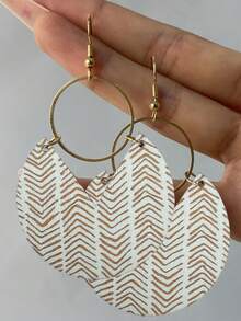 1 Đôi bông tai gỗ tròn hình sóng thời trang, thích hợp cho phụ nữ đi biển hoặc đi nghỉ mát. - tròn - Xem 2