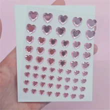 60入組6/8/10mm Y2k浪漫粉紅色心形鑽石貼紙,3d閃亮和閃爍的身體藝術裝飾 - 粉色 - 查看 4