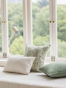 1入現代輕奢淡奶油色和抹茶綠色裝飾性枕套,法式極簡主義坐墊套,適用於客廳沙發床,帶有隱藏拉鍊和垂直條紋腰墊,乳白色 - 方格白色 - 查看 8