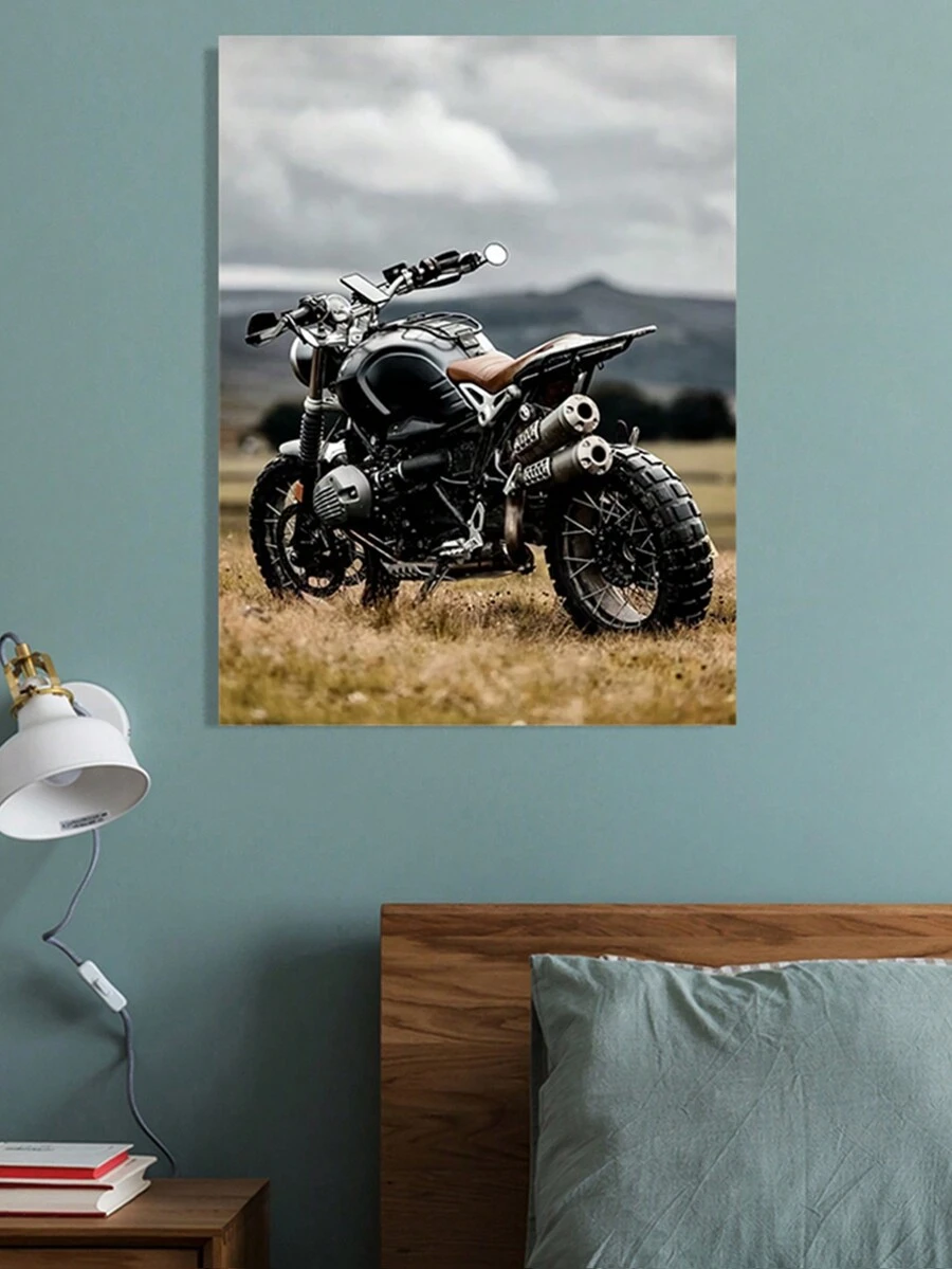 1 Miếng Treo tranh tranh sơn dầu , Cổ điển Vintage Xe máy tranh sơn dầu Áp phích , Xe máy Quạt Và Tác phẩm nghệ thuật Tường tranh sơn dầu , Nhà  Trang trí Cho văn phòng , Phòng khách , Phòng ngủ , Phòng bếp , Cà phê & Trang trí Đóng khung - Nhiều màu - Xem 1