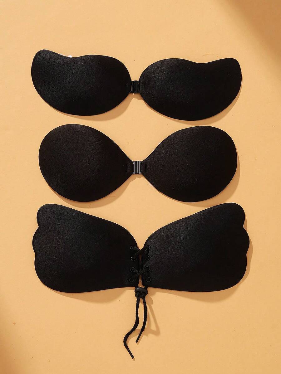 3入組女性胸部貼矽膠貼布 - 黑色 - 查看 1