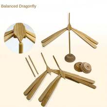 Balancing Rotating Bamboo Dragonfly Desktop Decoration For Home Office, Stress Relief Toy - Ginger - View 5