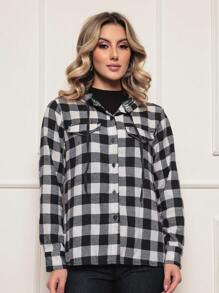 camisa feminina Flanelada xadrez blusa Feminino flanela xadrez Quadriculada