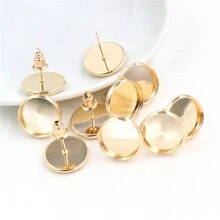 20pcs 6-20mm Inner Size Round Earring Studs Blank Base Tray DIY Earrings Jewelry Making Accessories With Earring Pins Back Stoppers