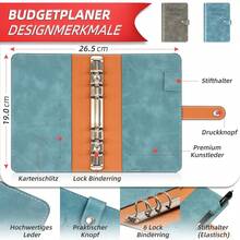 Geld Sparen Challenge Buch mit 8 Sparchallenges (24er Set) - Budget Planner Deutsch Challenges - Spar Challenge für Budgetplaner - Finanzplaner Haushaltsbuch - Cash Stuffing - Budget Binder A6 Leder - Blau - Übersicht 3