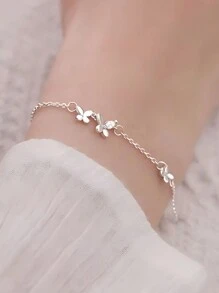 1pc Fashionable & Gentle S925 Sterling Silver & Cubic Zirconia Butterfly Bracelet, Elegant & Suitable For Daily Wear, Valentine's Day, Mother's Day, New Year Jewelry Gift - Silver - View 2
