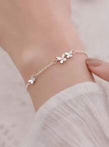 1pc Fashionable & Gentle S925 Sterling Silver & Cubic Zirconia Butterfly Bracelet, Elegant & Suitable For Daily Wear, Valentine's Day, Mother's Day, New Year Jewelry Gift - Silver - View 1