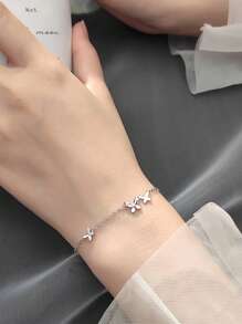 1pc Fashionable & Gentle S925 Sterling Silver & Cubic Zirconia Butterfly Bracelet, Elegant & Suitable For Daily Wear, Valentine's Day, Mother's Day, New Year Jewelry Gift - Silver - View 5