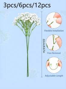 3pcs/6pcs/12pcs Artificial Baby's Breath Flower Spray, Lifelike White Fake Baby's Breath Flowers For Vase, Suitable For Wedding Bouquets, Flower Arrangements, Home Decor - White - View 7