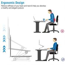 1Pc Laptop Stand Aluminum Angle Adjustable Ergonomic Computer Holder Riser Heat Vent Notebook Elevator For 10in-17in MacBook Pro 13 / 15 - Black - View 5