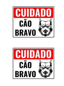 2 Adesivos Cuidado Cão Bravo