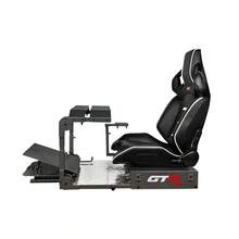 GTR Simulator GTA-Pro Racing Simulator Cockpit Black Home Workstation With Adjustable Pista Black/White Racing Seat, Racing Rig Control Mounts For Racing Game / Sim Racing Setup Fits Moza Fanatec Sim-Lab Playseat Simagic Simucube G27 G29 G920 G923, T300RS, ClubSport Podium CSL, R3 R5 R9 R12 R16 R21, Forza Horizon, Assetto Corsa, IRacing. Wheel Shifter Pedals NOT Included - Black - View 2
