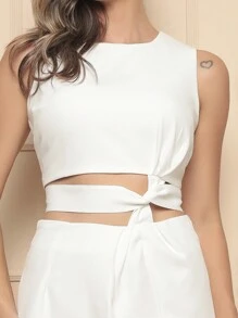 Women Two-Piece Outfits - 白色 - 查看 2