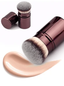 1支可縮短式粉底化妝刷,柔軟的刷毛,容易上妝 - 咖啡棕 - 查看 2