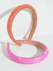 1件女士韓國風海綿&寶石裝飾髮箍 - 彩色 - 查看 3