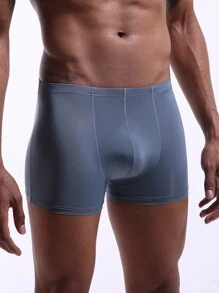 1件男士冰絲性感平口短褲,透氣薄款內褲,夏季必備 - 灰色 - 查看 1