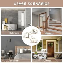 壁挂式浮动搁架金色云形，现代金属壁架，简易木质隔断储物架，适用于卧室、客厅、厨房和办公室的墙壁装饰架，秋季家居装饰房间装饰