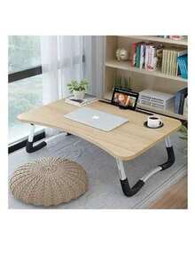 Mesa Plegable para Laptop de Madera, portátil, Soporte para Laptop, Mesa de Cama para Laptop, Resiste Gran Peso y Amplio Espacio para Desayuno y Trabajo - Negro - Ver 3