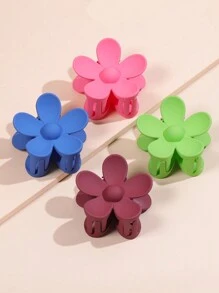 4 chiếc Kẹp tóc hoa năm cánh acrylic màu trơn cỡ lớn dành cho nữ, Phụ kiện tóc, Móng vuốt tóc thời trang và thanh lịch Thích hợp để sử dụng hàng ngày - Nhiều màu - Xem 1