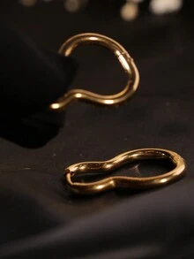 1pair Stainless Steel 18k Gold-Color Infinity Design Earrings With Personalized Gourd Shaped Pendants - Yellow Gold - View 3