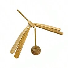 Balancing Rotating Bamboo Dragonfly Desktop Decoration For Home Office, Stress Relief Toy - Ginger - View 9
