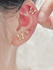 6pcs Super Ethereal Butterfly Shaped Minimalist Earrings Set With Unique Design, Suitable For Everyday Wear - Butterfly Earrings [pack Of 6] - View 4