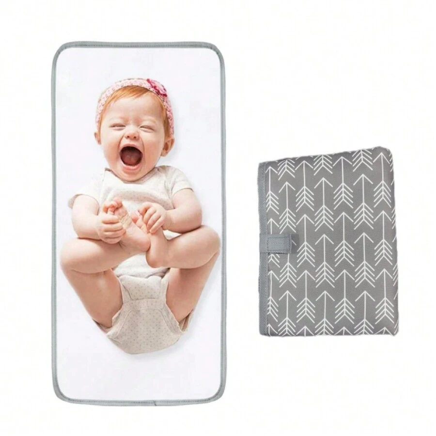 1個便攜式嬰兒尿布更換墊,可摺疊旅行尿布更換墊,防水緊湊嬰兒換衣站用墊 - 灰色 - 查看 1