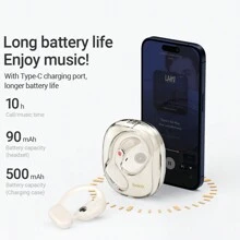 Hoco 无线 5.3 挂耳式运动耳机，透明充电盒带 LED 数字电量显示，多色可选，兼容 15 14 13，兼容三星 S24 S23 S22，兼容小米 - 白色 - 查看 4