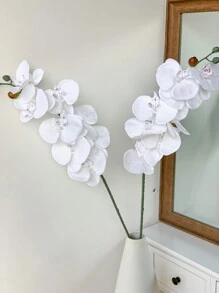 1pc 35.82in Artificial Orchid Flower Stem, 8 Heads Classic White Butterfly Orchid, Suitable For Wedding, Party, Home Decor, Holiday - Pure White - View 6