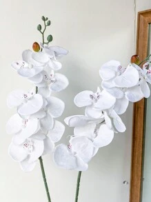 1pc 35.82in Artificial Orchid Flower Stem, 8 Heads Classic White Butterfly Orchid, Suitable For Wedding, Party, Home Decor, Holiday - Pure White - View 7