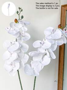 1pc 35.82in Artificial Orchid Flower Stem, 8 Heads Classic White Butterfly Orchid, Suitable For Wedding, Party, Home Decor, Holiday - Pure White - View 1