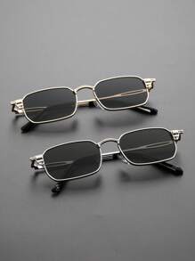 1pc Men Square Frame Punk Hollow Out Design Metal Fashion Glasses For Outdoor Travel Rave Party Driving Accessories For Summer Beach Vacation,Outdoor,Travel