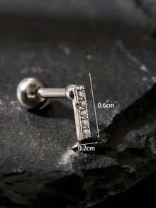 1 Miếng Cổ điển Thời trang Chữ cái Đồ trang sức Nam Xỏ lỗ tai Khối Zirconia  Tiếng Anh Tên viết tắt Đinh ốc Trở lại Bông tai stud Dành Cho Nam Và Nữ - Bạc - Xem 33