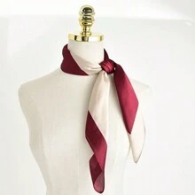 1 条女士印花真丝围巾 70*70 厘米 - 紅色 - 查看 3