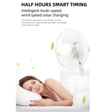 12In ventilador Solar Recargable De Mesa Cargador De Celular Ventilador eléctrico de mesa con luz y función de Banco de energía, portátil,escritorio, recargable, solar - Negro - Ver 7